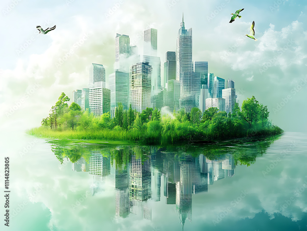 Obraz premium Green eco city, sustainable city skyline