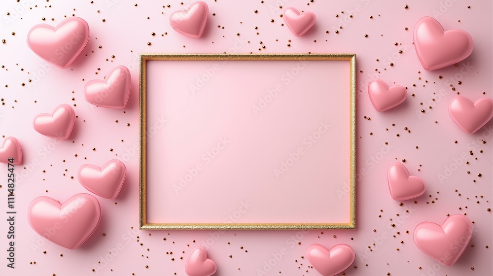 Valentine's day background with hearts and frame Valentine's day background with hearts and frame