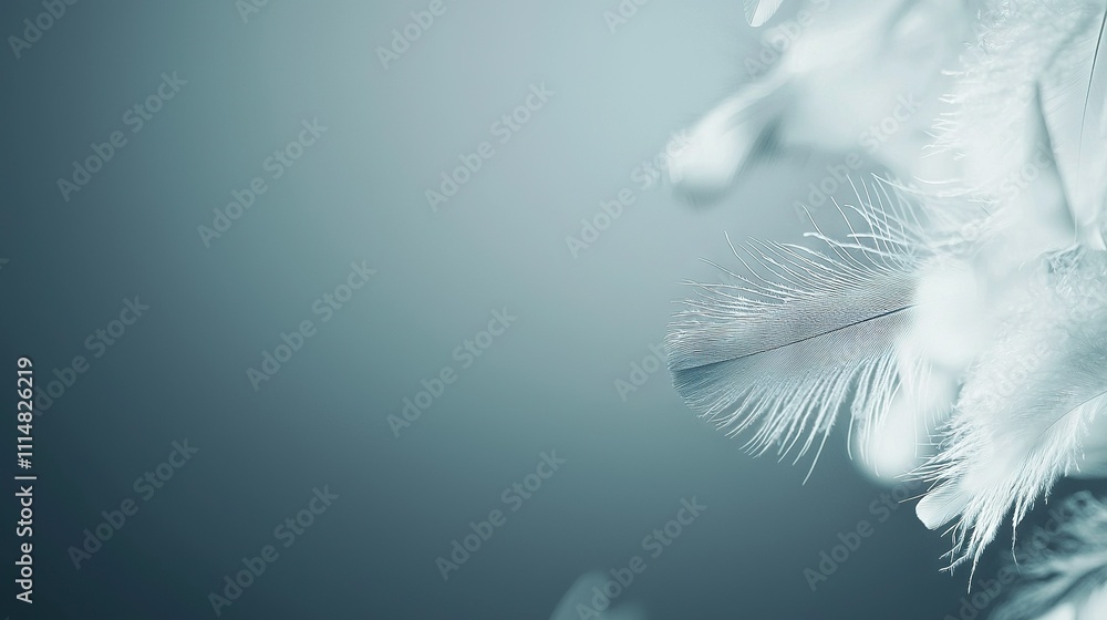 Naklejka premium a single white feather against a monochromatic background with no blurring