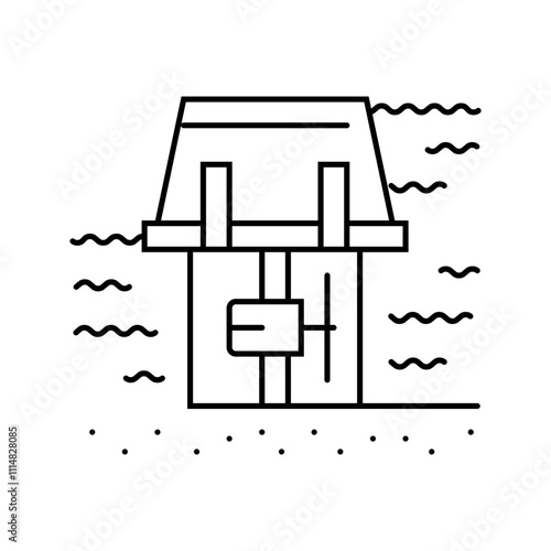 range systems barrages tidal line icon vector. range systems barrages tidal sign. isolated contour symbol black illustration