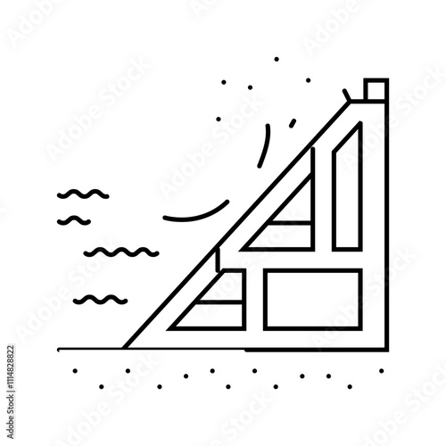 coastal power tidal power line icon vector. coastal power tidal power sign. isolated contour symbol black illustration