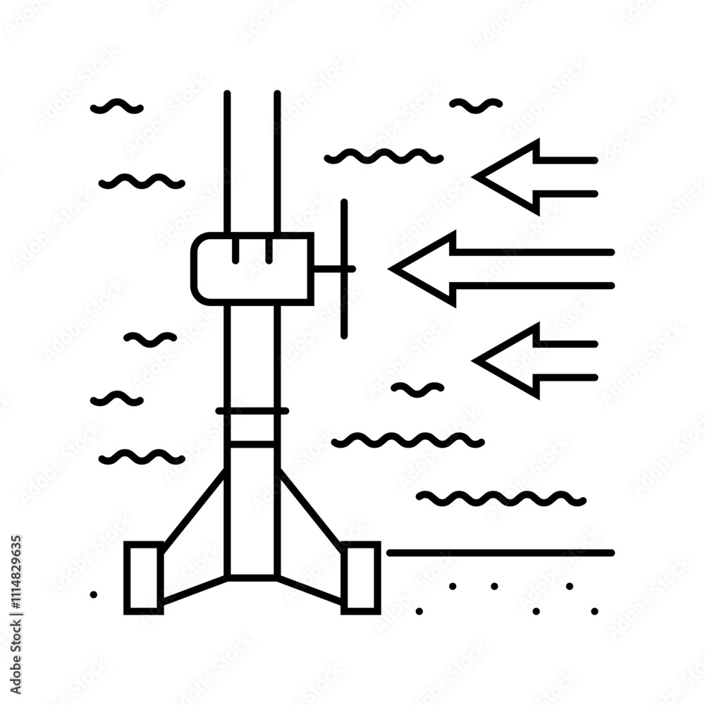 Fototapeta premium stream energy tidal power line icon vector. stream energy tidal power sign. isolated contour symbol black illustration