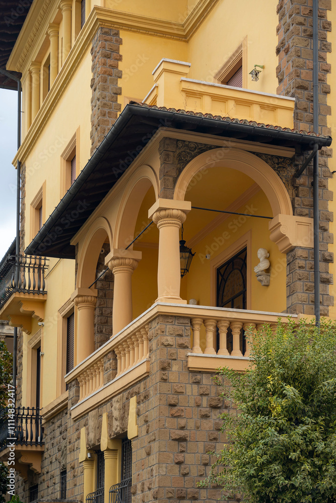 ornate building with a distinctive architectural style, likely from the early 20th century ornate building with a distinctive architectural style, likely from the early 20th century