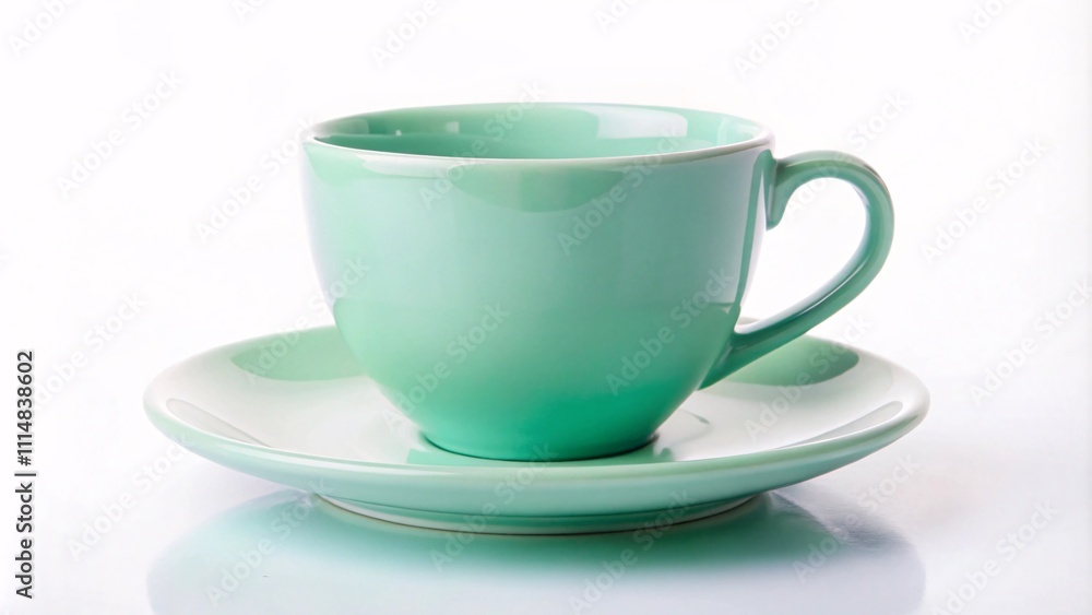 Fototapeta premium A mint cup for calm and refreshing moments. Cup on a white background.