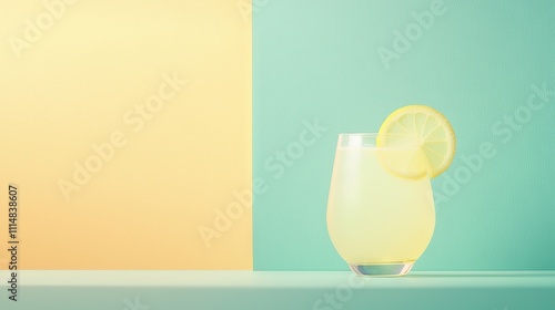   A glass of lemonade with a slice of lemon on the rim and a half a lemon on the rim photo