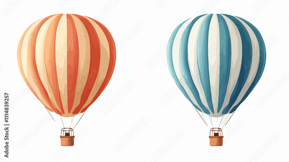 Obraz premium Colorful Hot Air Balloon Flying Vector Illustration Isolated on White Background