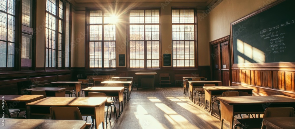 Empty Classroom with Sunshine Empty Classroom with Sunshine