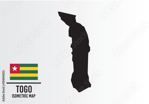 Togo vector map with flag next to it. Togo map with national flag isolated on white background. Vector illustration