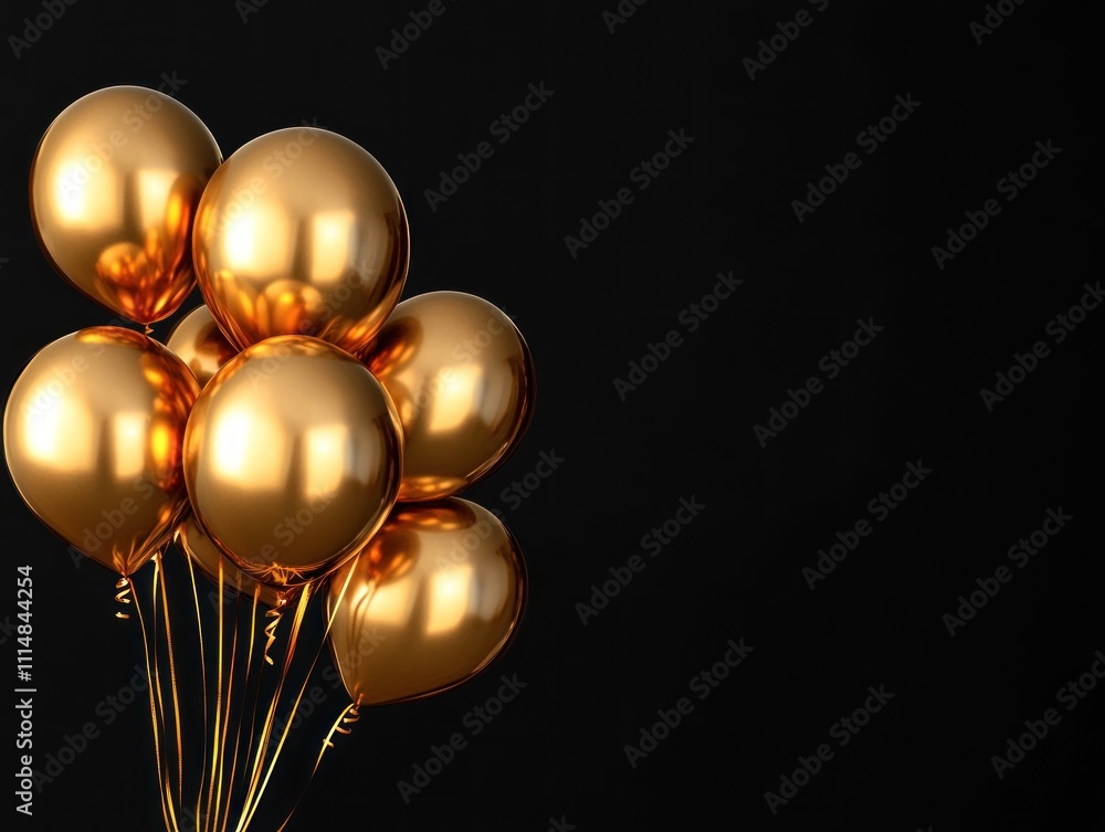 Golden Balloons Against a Black Background Golden Balloons Against a Black Background