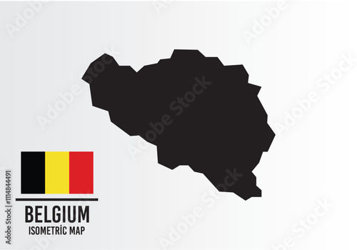 Belgıum vector map with flag next to it. Belgıum map with national flag isolated on white background. Vector illustration