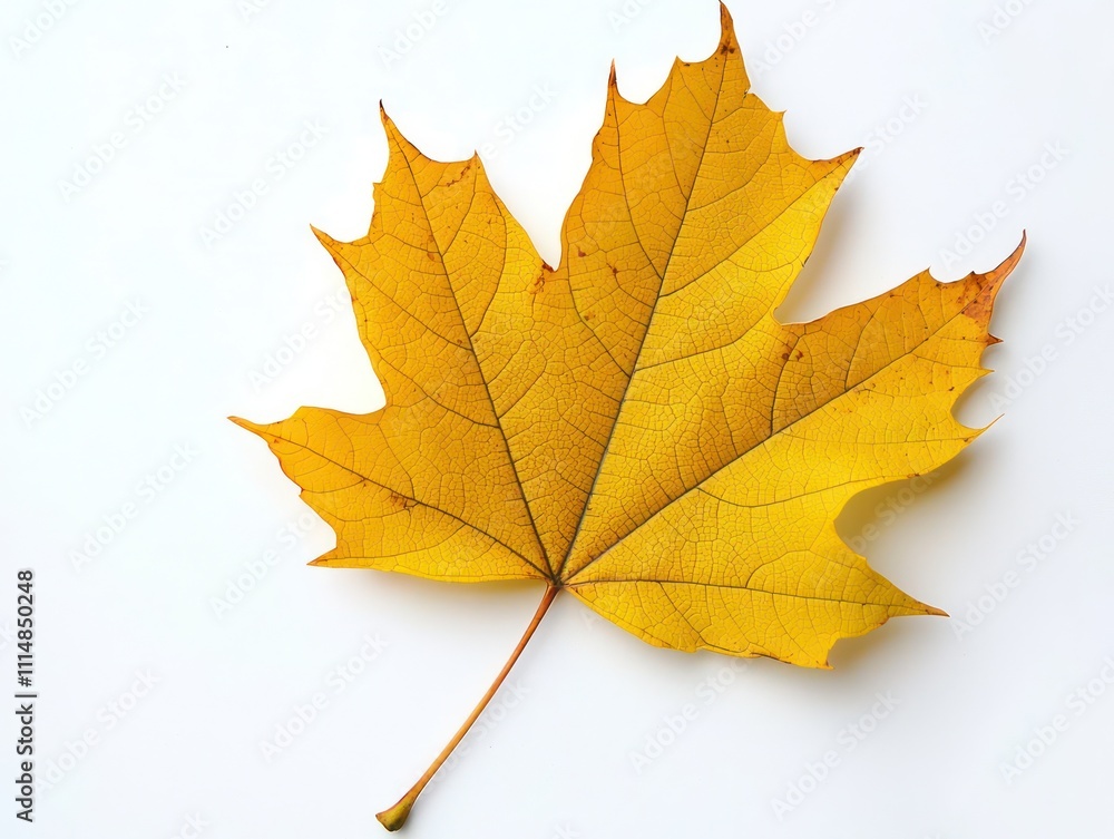 Fototapeta premium Yellow autumn leaf isolated on a clean white background