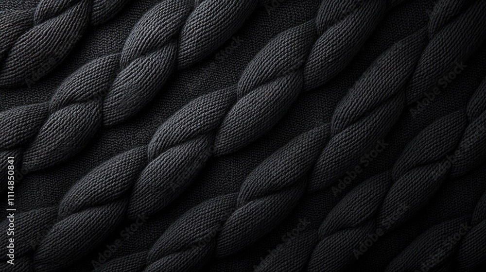 Obraz premium A black rope on a black background, with a sharp focus on the end of the rope