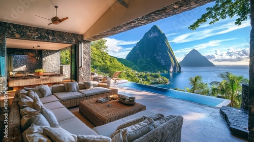 Luxury Villa with Infinity Pool, Stunning Ocean and Iconic Pitons Mountain Views, St. Lucia