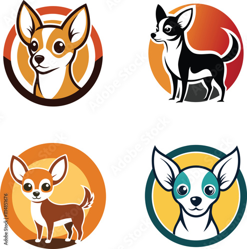 Chihuahua Dog Mascot Logo Set