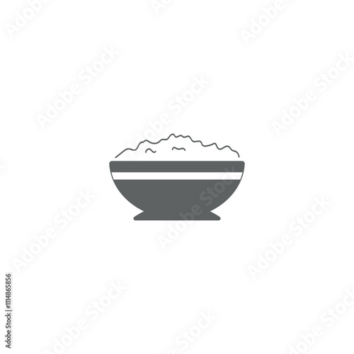Flat design illustration vector of rice, porridge in a bowl.