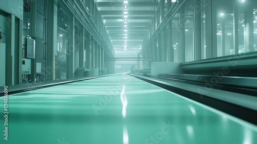 Wallpaper Mural Empty teal conveyor belt in a modern factory. Torontodigital.ca