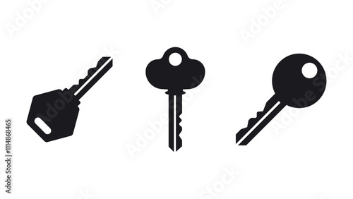 Set of house keys, home door key vector illustration, key icons, key symbols, classic standard keys