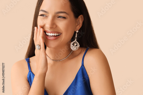 Happy young woman in beauti...