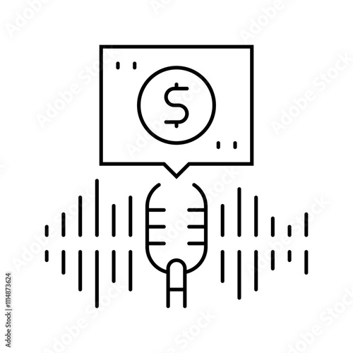 podcast monetization line icon vector. podcast monetization sign. isolated contour symbol black illustration