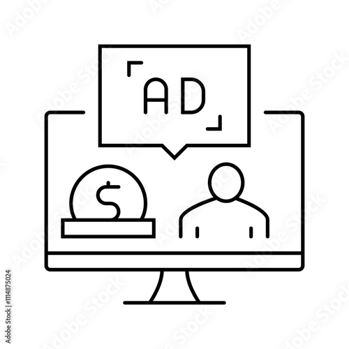sponsored content line icon vector. sponsored content sign. isolated contour symbol black illustration