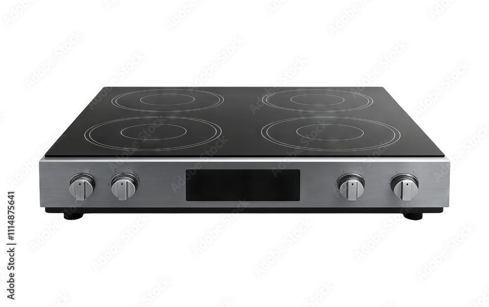 Modern Electric Cooktop on Transparent Background Modern Electric Cooktop on Transparent Background