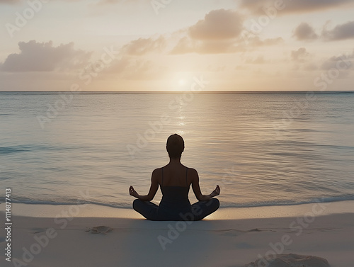 Wallpaper Mural Peaceful beach scene with mindfulness practice Torontodigital.ca