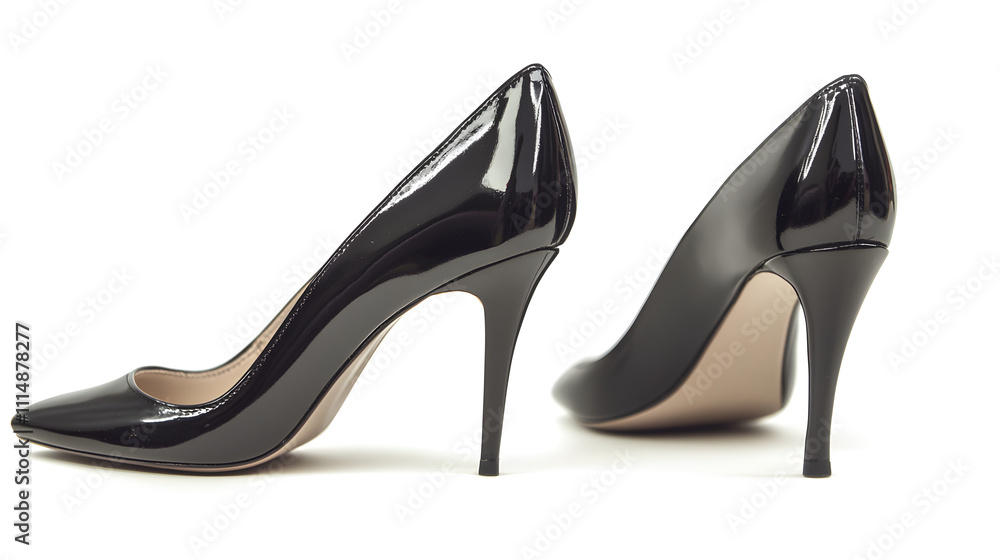 A close-up of a pair of elegant black high heels A close-up of a pair of elegant black high heels