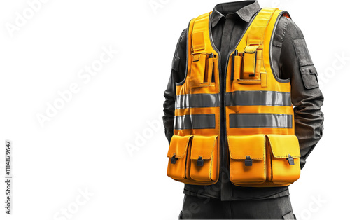 Orange Safety Vest on Transparent Background photo