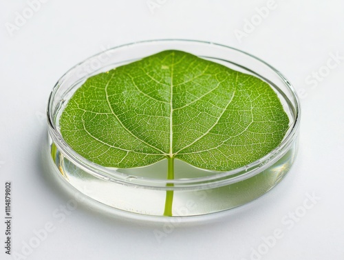 Close-up of stomata on leaf surface releasing water laboratory setting scientific study clear background macro view plant physiology insights photo