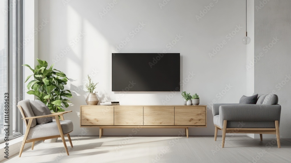 Fototapeta premium Minimalist Living Room with Modern Furniture