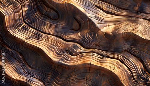A stunning close-up of textured wooden surface, showcasing the intricate patterns and rich hues of natural wood grain.