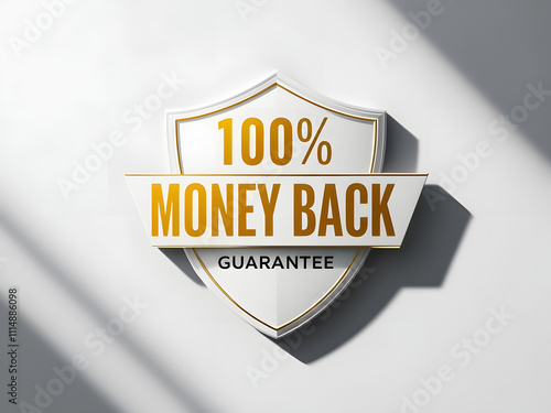 100% money back guarantee shield sign symbol isolated on white background