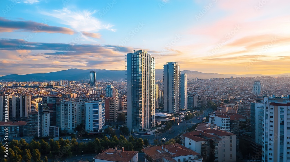 Fototapeta premium country skyline at sunset