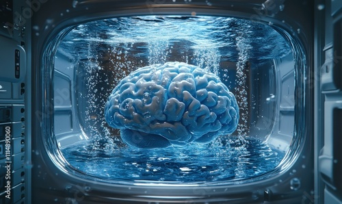 Surreal Brain Washing Concept in Washing Machine Underwater Calm Lighting photo