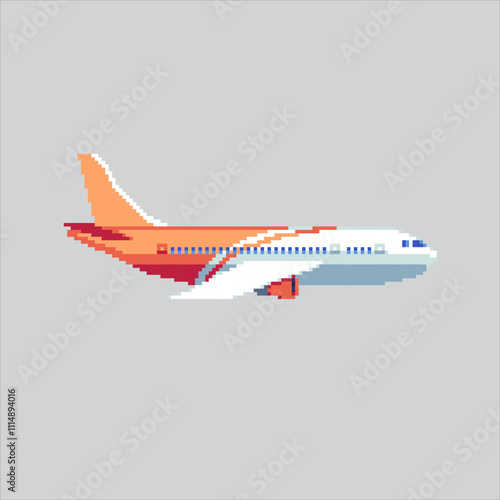 Pixel art illustration Airplane Flight. Pixelated Plane Air. Airplane Flight Air icon pixelated for the pixel art game and icon for website and video game. old school retro.