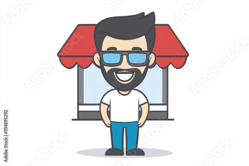 Entrepreneurial action urban setting digital illustration business environment character perspective entrepreneurship concept