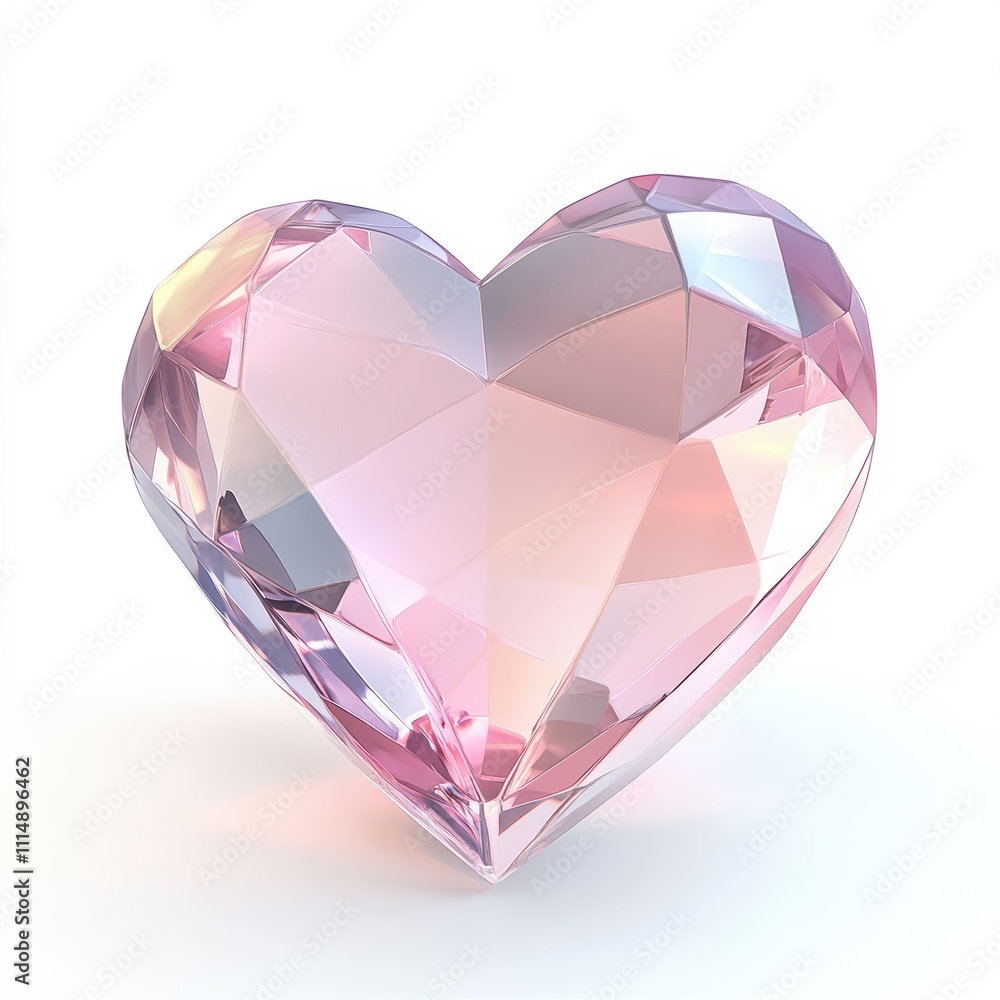 A heart-shaped crystal with facets reflecting light, isolated on white background, symbolizing luxury and elegance, ideal for jewelry advertising, high-end branding, gemstone artwork A heart-shaped crystal with facets reflecting light, isolated on white background, symbolizing luxury and elegance, ideal for jewelry advertising, high-end branding, gemstone artwork