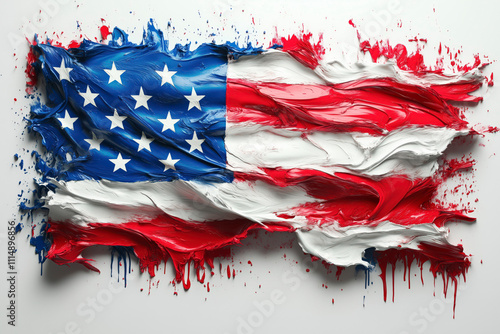 American flag paint splat