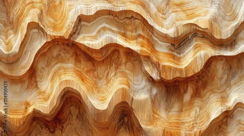 Wallpaper Mural Abstract wood grain texture with wavy patterns, showcasing natural wood grain details in a 3D relief effect. Torontodigital.ca