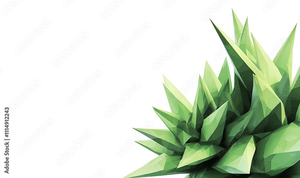 Fototapeta premium A stylized, geometric representation of green plant foliage against a white background.