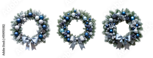 Blue and Silver Christmas Wreath Collection