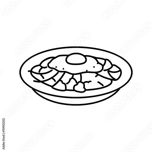 bibimbap dish korean cuisine line icon vector. bibimbap dish korean cuisine sign. isolated contour symbol black illustration