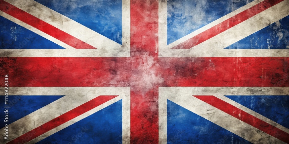 Fototapeta premium of the British flag with red, white, and blue colors, United Kingdom, British, English, England, flag, national, symbol