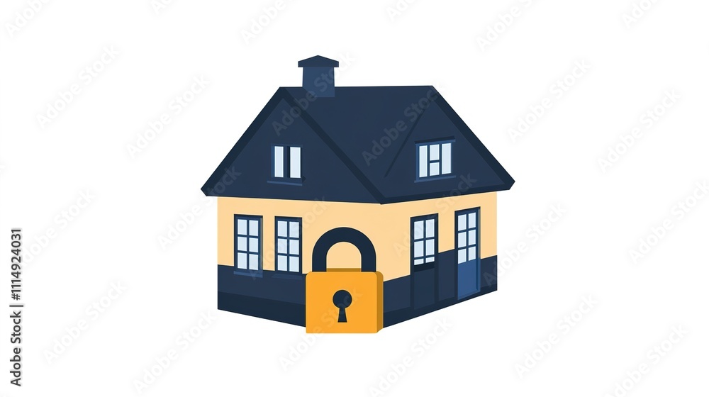 A home security icon featuring a house with a padlock, symbolizing protection and safety, designed on a clean white background to represent secure living and home protection systems. A home security icon featuring a house with a padlock, symbolizing protection and safety, designed on a clean white background to represent secure living and home protection systems.