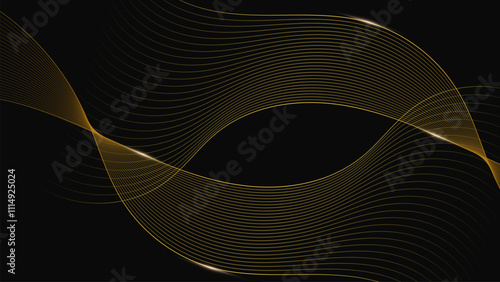 Wallpaper Mural Abstract gold wave line with shine on black background Torontodigital.ca