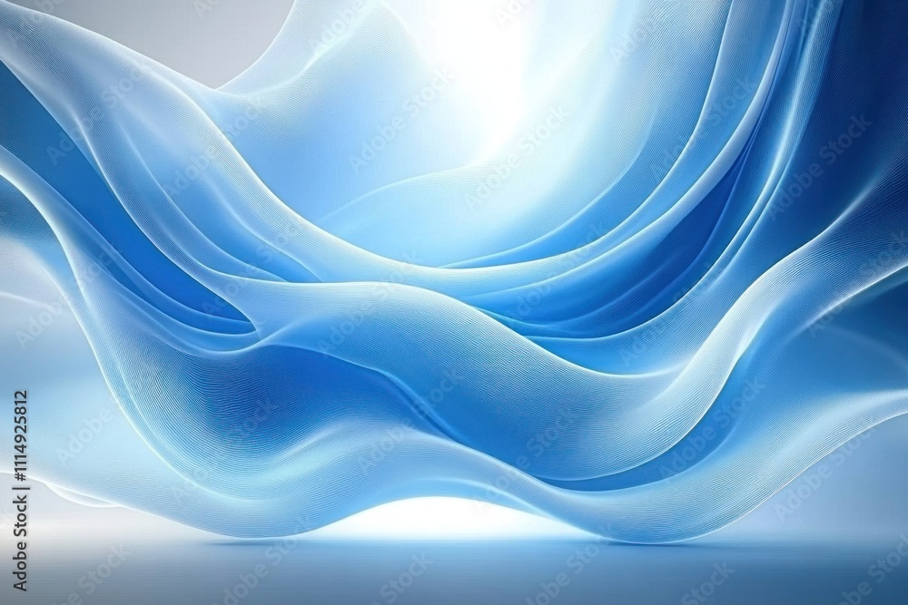 Obraz premium Futuristic Abstract Geometric Background with Blue and White Curves and Soft Gradients for Presentations