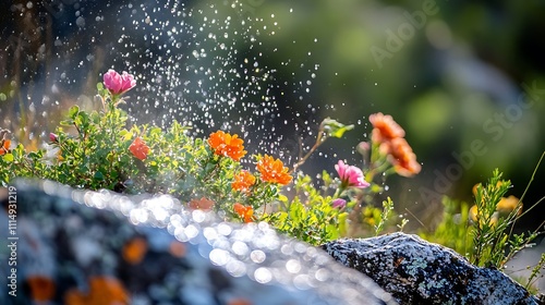 Fototapeta Naklejka Na Ścianę i Meble -  A close-up of heart-healthy oils being poured into a pan with fresh vegetables and a sprinkle of herbs, ready for cooking 