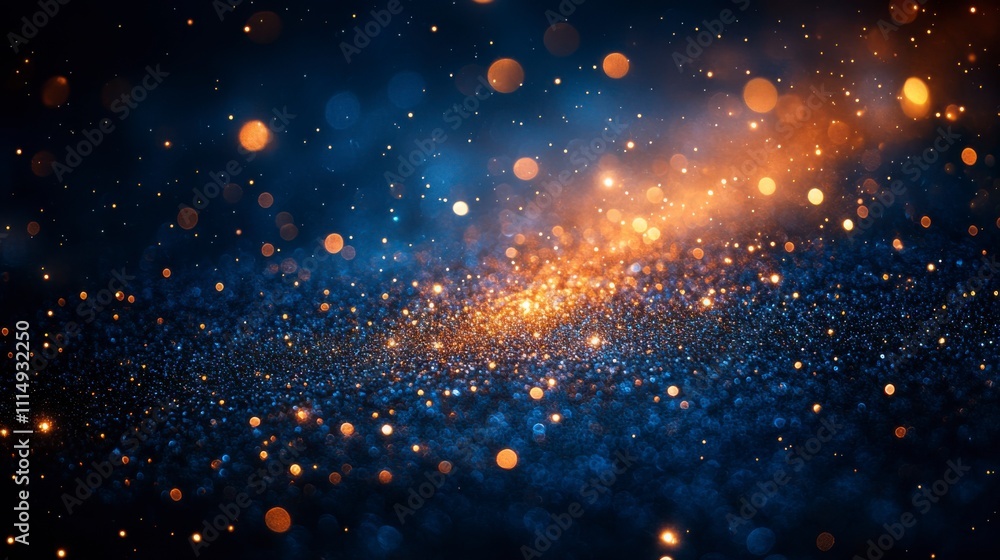 Fototapeta premium Bright golden hues and sparkling bokeh effects on a vivid abstract background perfectly embodying the joyful spirit of New Year's Eve celebrations.