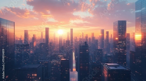 Wallpaper Mural Futuristic Cityscape Background for Online Business Meetings with Professional Virtual Setting and Modern Corporate Environment Torontodigital.ca