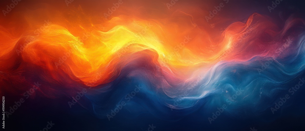 Obraz premium Vibrant Abstract Composition Dynamic Orange Blue Colors Dreamlike Impressionist Background